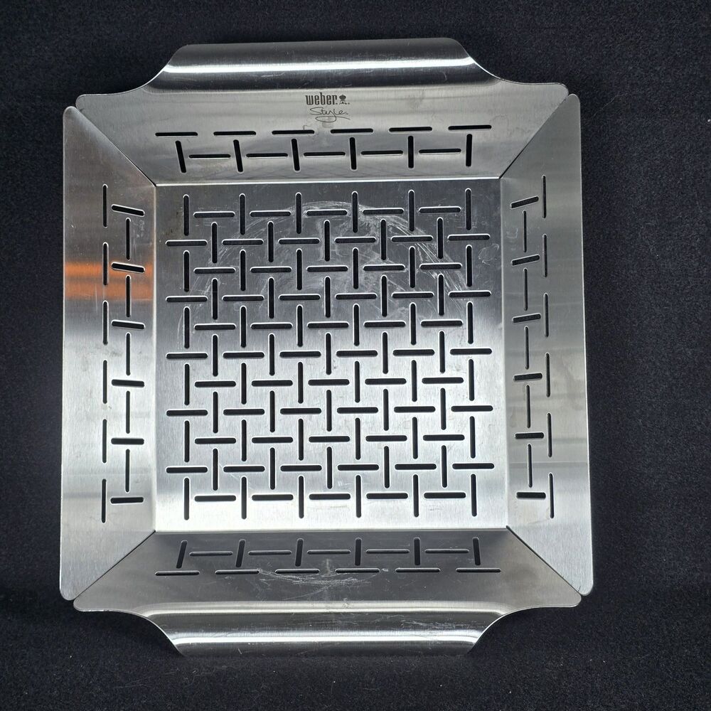 Weber Stainless Steel Deluxe Grilling Grill Slotted Basket Camp 12x12"